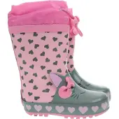 Playshoes Bottes en caoutchouc 'Katze' vert pastel / rose
