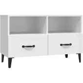 Syfax Meuble TV Blanc brillant 80x36x50 cm Bois d'ingénierie