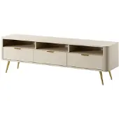 Selsey Oval - Buffet TV avec 3 compartiments ouverts et 3 tiroirs, Beige