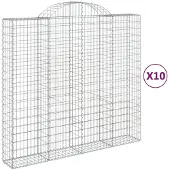 vidaXL Gabions avec arc surélevé 10pcs 200x50x180/200cm Fer galvanisé