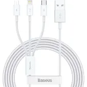 Baseus cable 3in1 USB A vers Micro USB / Lightning / Type C 3,5A CAMLTYS-02 1,5 m blanc