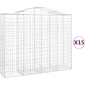 vidaXL Gabions avec arc surélevé 15pcs 200x50x160/180cm Fer galvanisé