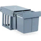 Relaxdays - Poubelle encastrable pour cuisine, à coulisse, système de tri des déchets pour meuble bas, 15 l + 2 x 8 l, plastique, L x P x H : 35,1 x 34,3 x 48 cm, gris