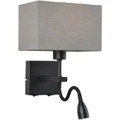 ITALUX Applique murale moderne NORTE noir et gris, 2xE27x60W, tissu, dimensions : 29x19x19 cm, IP20,