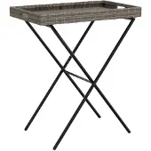 vidaXL Table à plateaux pliante Gris 65x40x75 cm Poly rotin