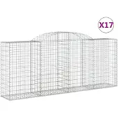 vidaXL Gabions avec arc surélevé 17 pcs 300x50x120/140cm Fer galvanisé