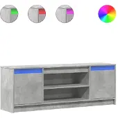 Syfax Meuble TV avec LED gris béton 139,5x34x50 cm bois d'ingénierie