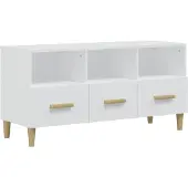 Syfax Meuble TV Blanc 102x36x50 cm Bois d'ingénierie