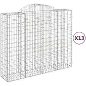vidaXL Gabions avec arc surélevé 13pcs 200x50x160/180cm Fer galvanisé