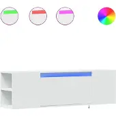 Syfax Meuble TV mural avec lumières LED blanc 135x31x39,5 cm