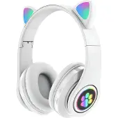 APT ZS7E Casque sans fil pour chat avec patte Bluetooth 5.0 blanc