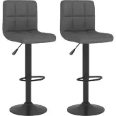 Syfax Tabourets de bar lot de 2 gris foncé tissu