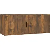 Syfax Meuble TV mural Chêne fumé 100x34,5x40 cm