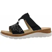 Rohde Baviera : Sandales confortables pour femmes, modèle pantoufle, couleur noire, pour un usage quotidien