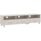 Sonstiges Meuble TV HAMAR Blanc 158x40x40 cm Bois massif de pin