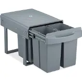 Relaxdays - Système de poubelles encastrables 4 compartiments, poubelles de cuisine coulissantes pour meuble bas, 4 x 8 litres, 34,6 x 34 x 51,8 cm, gris