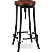 Relaxdays Tabouret de bar de style industriel, tabouret de comptoir pivotant, tabouret vintage haut, réglable en hauteur jusqu'à 77,5 cm, noir/marron