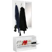 Wohnling Vestiaire mural JANA avec miroir & armoire à chaussures Panneau de particules