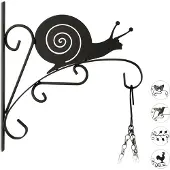 Relaxdays Crochet à fleurs en forme d'escargot, support mural pour suspensions florales, métal, décoration de jardin en forme d'animal, H x l x P : 30 x 28 x 2 cm, noir