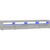 Sonstiges Meuble TV avec lumières LED Sonoma gris 240x35x40 cm