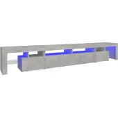 Sonstiges Meuble TV, rangement avec éclairage LED RVB 5V, bois d'ingénierie, gris béton, 260x36,5x40 cm