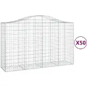 vidaXL Gabions avec arc surélevé 50pcs 200x50x120/140cm Fer galvanisé