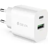 Devia Chargeur mural Smart PD 1x USB-C 1x USB 20W blanc Chargeur rapide