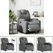 The Living Store Fauteuil relax électrique gris similicuir