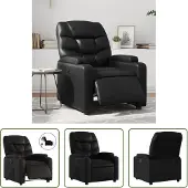 The Living Store Fauteuil relax électrique noir similicuir