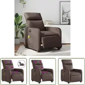 The Living Store Fauteuil de Massage Électrique Marron Similicuir