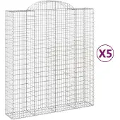 vidaXL Gabions avec arc surélevé 5 pcs. 200x50x220/240cm Fer galvanisé