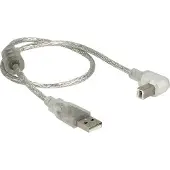 DeLOCK USB Cable A -> B 90° St/St 0.50m transparent