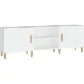 Syfax Meuble TV Blanc 150x30x50 cm Bois d'ingénierie