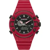 GUESS Montre pour homme GW0269G5, quartz, analogique-numérique, noir et rouge, étanche jusqu'à 50 m