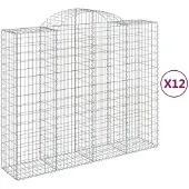 vidaXL Gabions avec arc surélevé 12pcs 200x50x160/180cm Fer galvanisé