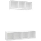 Syfax Ensemble de meuble TV 2 pcs Blanc Bois d'ingénierie