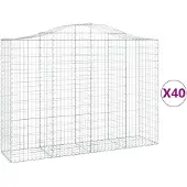 vidaXL Gabions avec arc surélevé 40pcs. 200x50x140/160cm Fer galvanisé