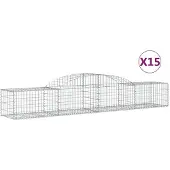 vidaXL Gabions avec arc surélevé 15 pcs. 300x50x40/60 cm Fer galvanisé