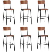 Syfax Chaises de bar lot de 6 contreplaqué solide et acier