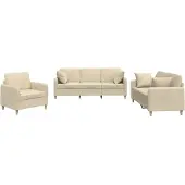 vidaXL Ensemble de canapés 3 pièces avec coussins Crème Tissu