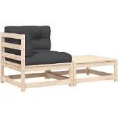 vidaXL Canapé d'angle de jardin avec coussin et tabouret