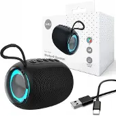 Setty Haut-parleur Bluetooth Mini-Tube RGB GB-800 5W Enceinte portable Bluetooth 5.0, microSD, USB, Radio Noir