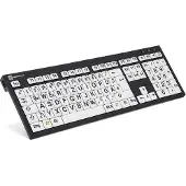 Logickeyboard XL Print - pleine grandeur (100%) - filaire - USB - QWERTZ - Schwarz - Weiß