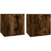 Syfax Meubles TV muraux 2 pcs Chêne fumé 40x34,5x40 cm