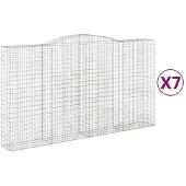 vidaXL Gabions avec arc surélevé 7 pcs. 400x50x220/240cm Fer galvanisé