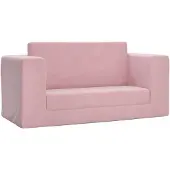 vidaXL Canapé-lit pour enfants 2 places Rose Peluche douce