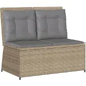 vidaXL Banc de jardin Réglable avec coussins Beige Poly Rattan