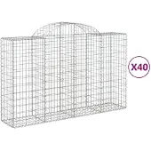 vidaXL Gabions avec arc surélevé 40pcs. 200x50x120/140cm Fer galvanisé