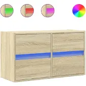 vidaXL Armoire TV murale avec éclairage LED Chêne Sonoma 80x31x45 cm