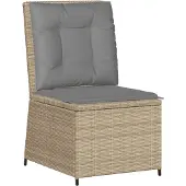vidaXL Fauteuil de jardin avec fonction chaise longue et coussins Beige Poly Rattan
